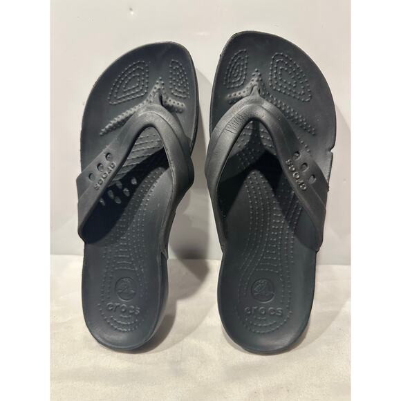 CROCS Kadee Flip Flops Sandals Lightweight Cushioned Womens Shoes Size 6 Black - Picture 1 of 9